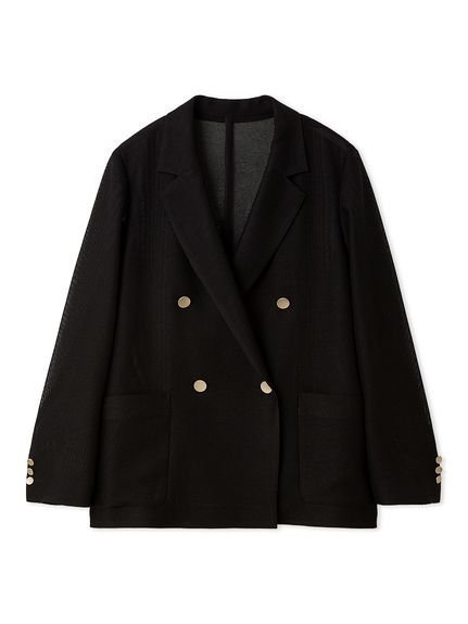 【フレイ アイディー/FRAY I.D】のダブルブレストカラミジャケット インテリア・キッズ・メンズ・レディースファッション・服の通販 founy(ファウニー) 　ファッション　Fashion　レディースファッション　Fashion for Women　アウター　Coat / Outerwear Collection　レディースジャケット・軽アウター　Jackets　春　Spring　クラシカル　Classical, Vintage-Inspired　シャンブレー　Chambray, Denim-Like Fabric　ショルダー　Shoulder, Shoulder Strap　ジャケット　Jacket, Outerwear　スマート　Smart, Elegant　ダブル　Double, Double-Breasted　デニム　Denim, Jeans Material　ドロップ　Drop Shoulder, Dropped Style　フロント　Front, Front Design　マニッシュ　Mannish, Boyish　メタル　Metal, Metal Parts　モノトーン　Monotone, Black and White　リボン　Ribbon, Bow　S/S・春夏　SS, Spring/Summer, Warm Season　おすすめ　Recommended / Our Picks　夏　Summer　エレガント 上品　Elegant　BLK[009]|ID: prp329100004981291 ipo3291000000037321532