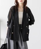 【ラジュール/Lajour】のメッシュダブルジャケット 大人の最旬トレンドファッション＆コーディネート founy(ファウニー) ファッション Fashion レディースファッション Fashion for Women アウター Coat / Outerwear Collection レディースジャケット・軽アウター Jackets サロペット Overalls, Salopette シアー Sheer, See-Through シンプル Simple, Minimal ジャケット Jacket, Outerwear ダブル Double, Double-Breasted トレンド Trend, Trending Now メッシュ Mesh, Net Fabric エレガント 上品 Elegant thumbnail ブラック|ID: prp329100004981311 ipo3291000000037321635