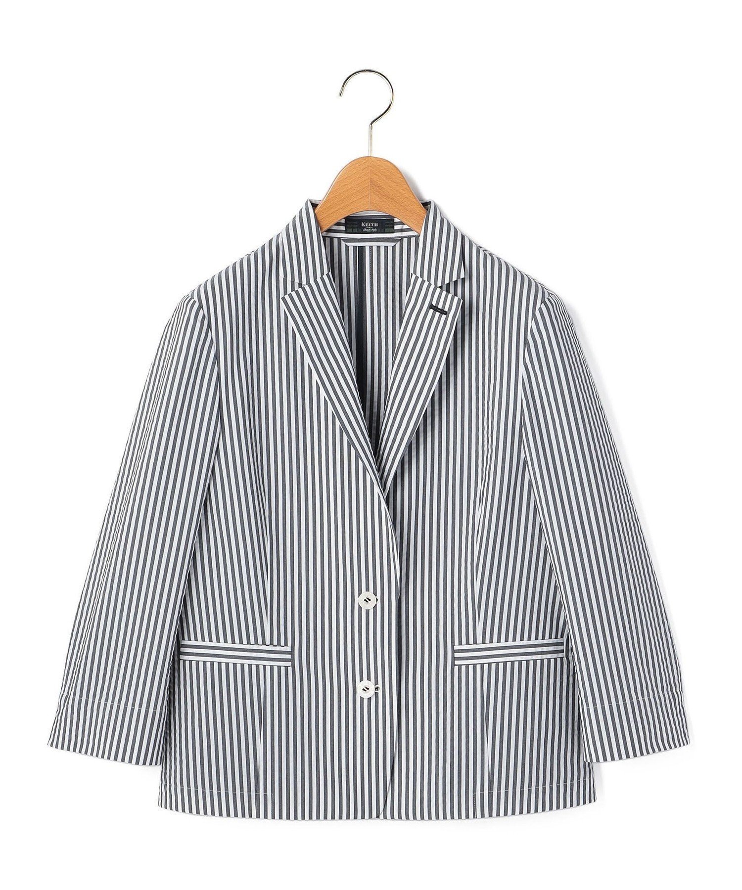 【キース/KEITH】のサッカーストライプジャケット 大人の最旬トレンドファッション＆コーディネート founy(ファウニー) 　ファッション　Fashion　レディースファッション　Fashion for Women　アウター　Coat / Outerwear Collection　レディースジャケット・軽アウター　Jackets　インナー　Innerwear　コンパクト　Compact, Small Size　サッカー　Seersucker, Summer Fabric　ジャケット　Jacket, Outerwear　ストライプ　Stripe, Striped Pattern　 other-1|ID: prp329100004981330 ipo3291000000037321756