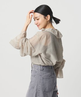 【ビューティ&ユース ユナイテッドアローズ/BEAUTY&YOUTH / UNITED ARROWS】のストライプ ラッフル スキッパーブラウス ウォッシャブル 大人の最旬トレンドファッション＆コーディネート founy(ファウニー) ファッション Fashion レディースファッション Fashion for Women トップス・カットソー Cut & Sew Tops シャツ・ブラウス・オフィスカジュアル Elegant Blouses & Button-Ups インナー Innerwear ウォッシャブル Machine Washable 春 Spring スキッパー Skipper, Open Collar ストライプ Stripe, Striped Pattern セットアップ Set-Up, Coordinated Outfit デニム Denim, Jeans Material フォーマル Formal, Dressy フリル Frill, Ruffle ボトム Bottoms, Lower Wear ミックス Mix, Mixed Style ラッフル Ruffle, Frill リボン Ribbon, Bow ワイド Wide, Wide Fit S/S・春夏 SS, Spring/Summer, Warm Season おすすめ Recommended / Our Picks 夏 Summer エレガント 上品 Elegant ビジネス 仕事 通勤 Business / Work / Commuting |ID:prp329100004981342