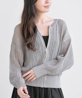 【アールピーエス/rps】の透かし編みZIPニットカーディガン 大人の最旬トレンドファッション＆コーディネート founy(ファウニー) ファッション Fashion レディースファッション Fashion for Women トップス・カットソー Cut & Sew Tops ニット Knit Tops & Sweaters カーディガン・羽織り Layered Style Cardigans カーディガン Cardigan, Knitwear ジップ Zip, Zipper フロント Front, Front Design ポケット Pocket, Pocket Detail メッシュ Mesh, Net Fabric |ID:prp329100004981351