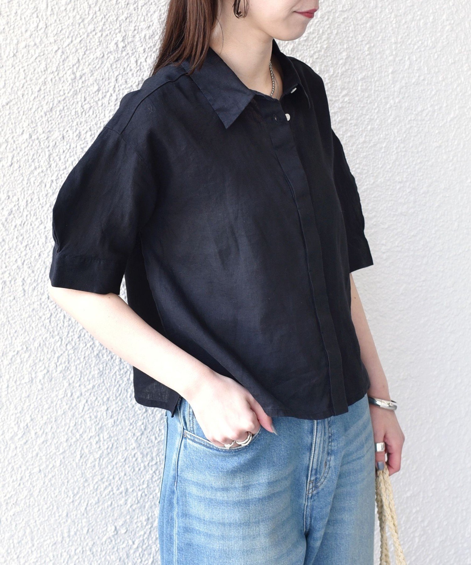 【シップス/SHIPS】のSHIPS Colors 洗濯機可能 ユーロリネン (EURO Linen) ボクシー パフスリーブ シャツ インテリア・キッズ・メンズ・レディースファッション・服の通販 founy(ファウニー) 　ファッション　Fashion　レディースファッション　Fashion for Women　トップス・カットソー　Cut & Sew Tops　シャツ・ブラウス・オフィスカジュアル　Elegant Blouses & Button-Ups　今季　This Season, Current Season　ショート　Short, Short Length　スリーブ　Sleeve, Long Sleeve / Short Sleeve　長袖　Long Sleeve, Full Sleeve　バランス　Balance, Style Balance　フロント　Front, Front Design　ボックス　Boxy, Box Shape　ボトム　Bottoms, Lower Wear　半袖　Short Sleeve, Half Sleeve　メンズ　Men's, Menswear　リネン　Linen, Linen Fabric　アウトレット　Outlet / Clearance　おすすめ　Recommended / Our Picks　夏　Summer　ビジネス 仕事 通勤　Business / Work / Commuting　2026年　2026　2026春夏・S/S　Spring/Summer 2026 SS26　ブラック|ID: prp329100004981357 ipo3291000000037321874