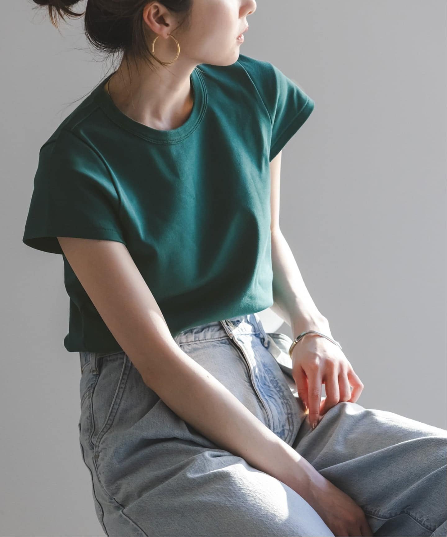 【ノーブル / スピック&スパン/NOBLE / Spick & Span】の《追加・WEB限定カラー》スビンコットンスムースコンパクトTシャツ インテリア・キッズ・メンズ・レディースファッション・服の通販 founy(ファウニー) 　ファッション　Fashion　レディースファッション　Fashion for Women　トップス・カットソー　Cut & Sew Tops　シャツ・ブラウス・オフィスカジュアル　Elegant Blouses & Button-Ups　ロングTシャツ・Tシャツ　Longline T-Shirts & Tees　イエロー　Yellow　シンプル　Simple, Minimal　定番　Standard, Basic Item　人気　Popular, Best Seller　グリーン C|ID: prp329100004981371 ipo3291000000037321954