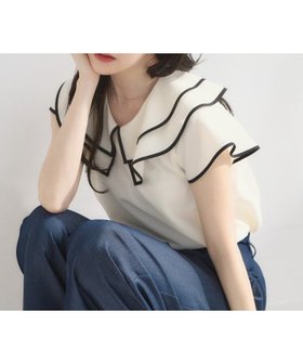 【クチュール ブローチ/Couture Brooch】の【洗濯機可】マリンカラー ブラウス 大人の最旬トレンドファッション＆コーディネート founy(ファウニー) ファッション Fashion レディースファッション Fashion for Women トップス・カットソー Cut & Sew Tops シャツ・ブラウス・オフィスカジュアル Elegant Blouses & Button-Ups 2026年 2026 2026春夏・S/S Spring/Summer 2026 SS26 おすすめ Recommended / Our Picks スマート Smart, Elegant チェック Check, Plaid, Tartan トレンド Trend, Trending Now バランス Balance, Style Balance |ID:prp329100004981380