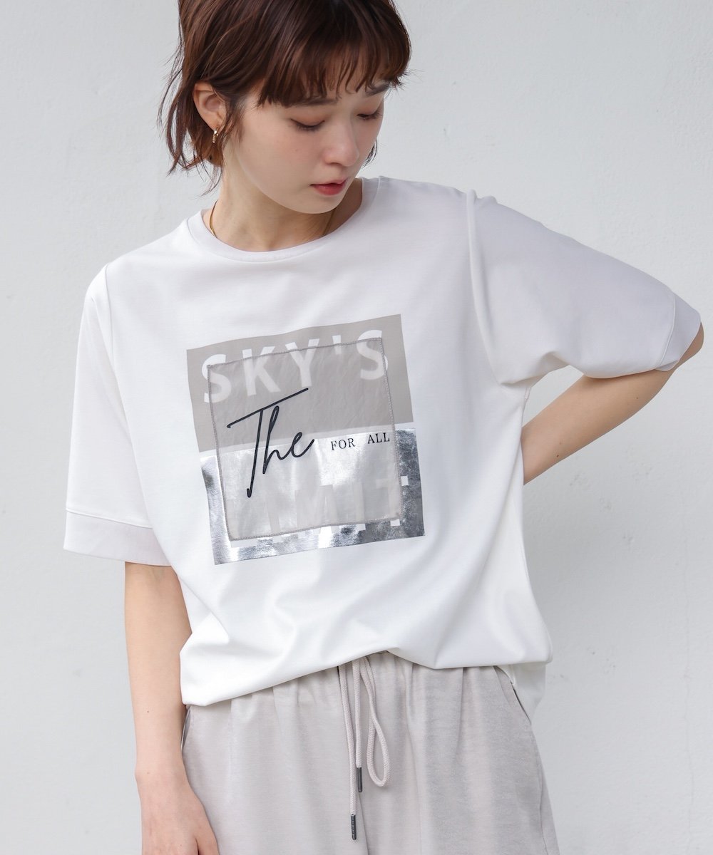 【バブ ブージュルード/Bab Bou Jeloud】のスクエアBOXロゴT-shirt インテリア・キッズ・メンズ・レディースファッション・服の通販 founy(ファウニー) 　ファッション　Fashion　レディースファッション　Fashion for Women　トップス・カットソー　Cut & Sew Tops　シャツ・ブラウス・オフィスカジュアル　Elegant Blouses & Button-Ups　ロングTシャツ・Tシャツ　Longline T-Shirts & Tees　オーガンジー　Organza Fabric　シアー　Sheer, See-Through　ジャケット　Jacket, Outerwear　スクエア　Square, Square Shape　チュール　Tulip, Tulip Motif　プリント　Print, Printed Pattern　メタリック　Metallic, Shiny Finish　再入荷　Restock / Back in Stock　おすすめ　Recommended / Our Picks　OFFWHITE|ID: prp329100004981382 ipo3291000000037322012