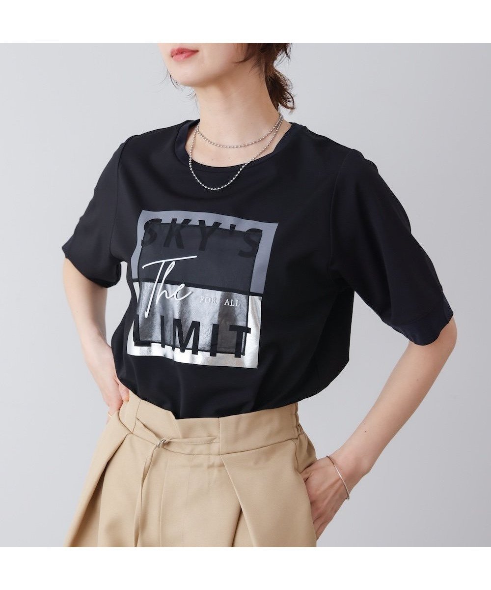 【バブ ブージュルード/Bab Bou Jeloud】のスクエアBOXロゴT-shirt インテリア・キッズ・メンズ・レディースファッション・服の通販 founy(ファウニー) 　ファッション　Fashion　レディースファッション　Fashion for Women　トップス・カットソー　Cut & Sew Tops　シャツ・ブラウス・オフィスカジュアル　Elegant Blouses & Button-Ups　ロングTシャツ・Tシャツ　Longline T-Shirts & Tees　オーガンジー　Organza Fabric　シアー　Sheer, See-Through　ジャケット　Jacket, Outerwear　スクエア　Square, Square Shape　チュール　Tulip, Tulip Motif　プリント　Print, Printed Pattern　メタリック　Metallic, Shiny Finish　再入荷　Restock / Back in Stock　おすすめ　Recommended / Our Picks　BLACK|ID: prp329100004981382 ipo3291000000037322014