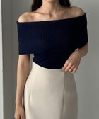 【ジュノア/JUNOAH】のLouere オフショルニット ネイビー|ID: prp329100004981388 ipo3291000000037322048