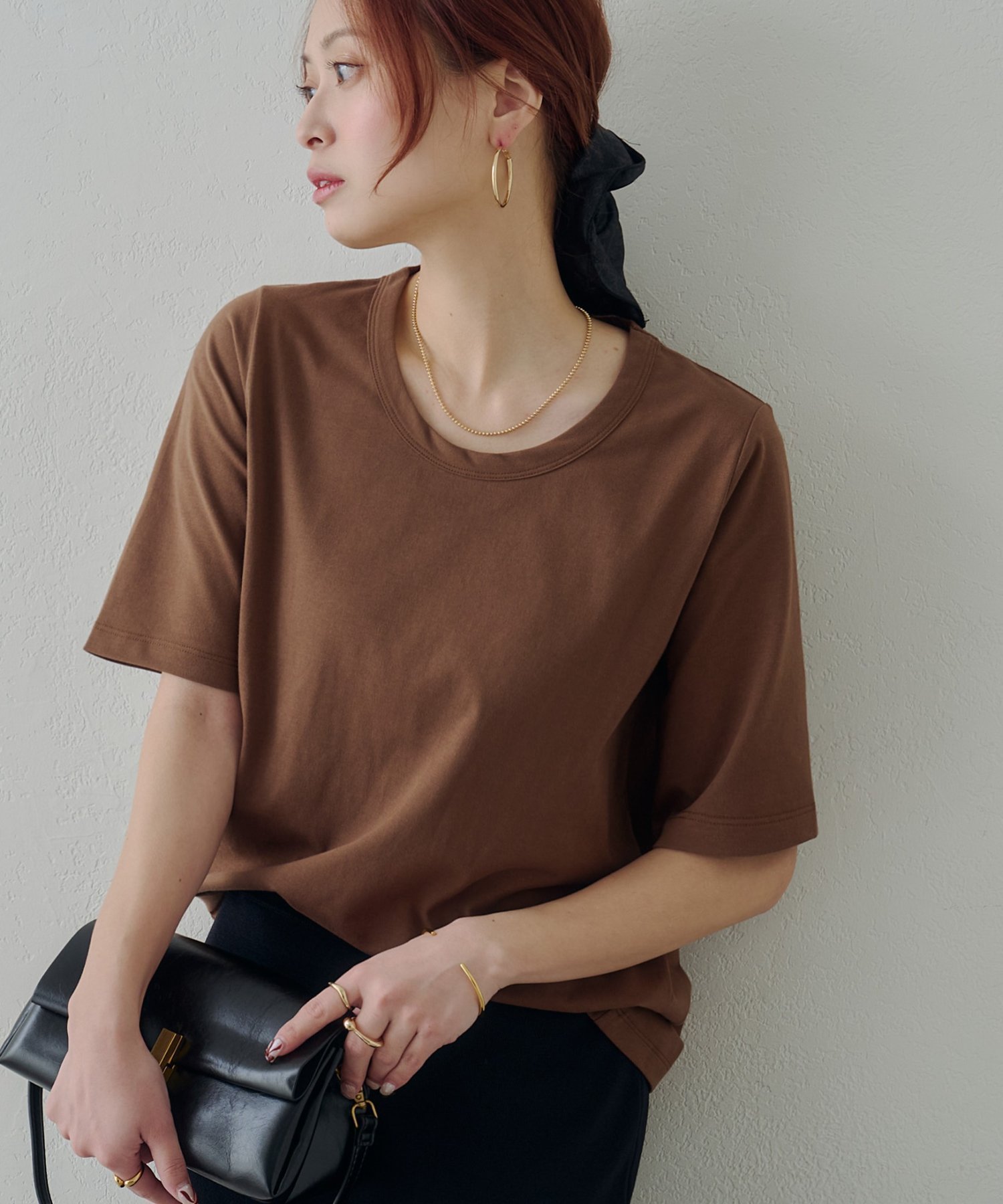 【ディスコート/Discoat】の【Noka / 接触冷感】Uネック半袖Tシャツ インテリア・キッズ・メンズ・レディースファッション・服の通販 founy(ファウニー) 　ファッション　Fashion　レディースファッション　Fashion for Women　トップス・カットソー　Cut & Sew Tops　シャツ・ブラウス・オフィスカジュアル　Elegant Blouses & Button-Ups　ロングTシャツ・Tシャツ　Longline T-Shirts & Tees　2026年　2026　2026春夏・S/S　Spring/Summer 2026 SS26　おすすめ　Recommended / Our Picks　インナー　Innerwear　シンプル　Simple, Minimal　ジャケット　Jacket, Outerwear　スラックス　Slacks, Dress Pants　デコルテ　Décolleté, Neckline　デニム　Denim, Jeans Material　トレンド　Trend, Trending Now　半袖　Short Sleeve, Half Sleeve　ブラウン|ID: prp329100004981402 ipo3291000000037322128