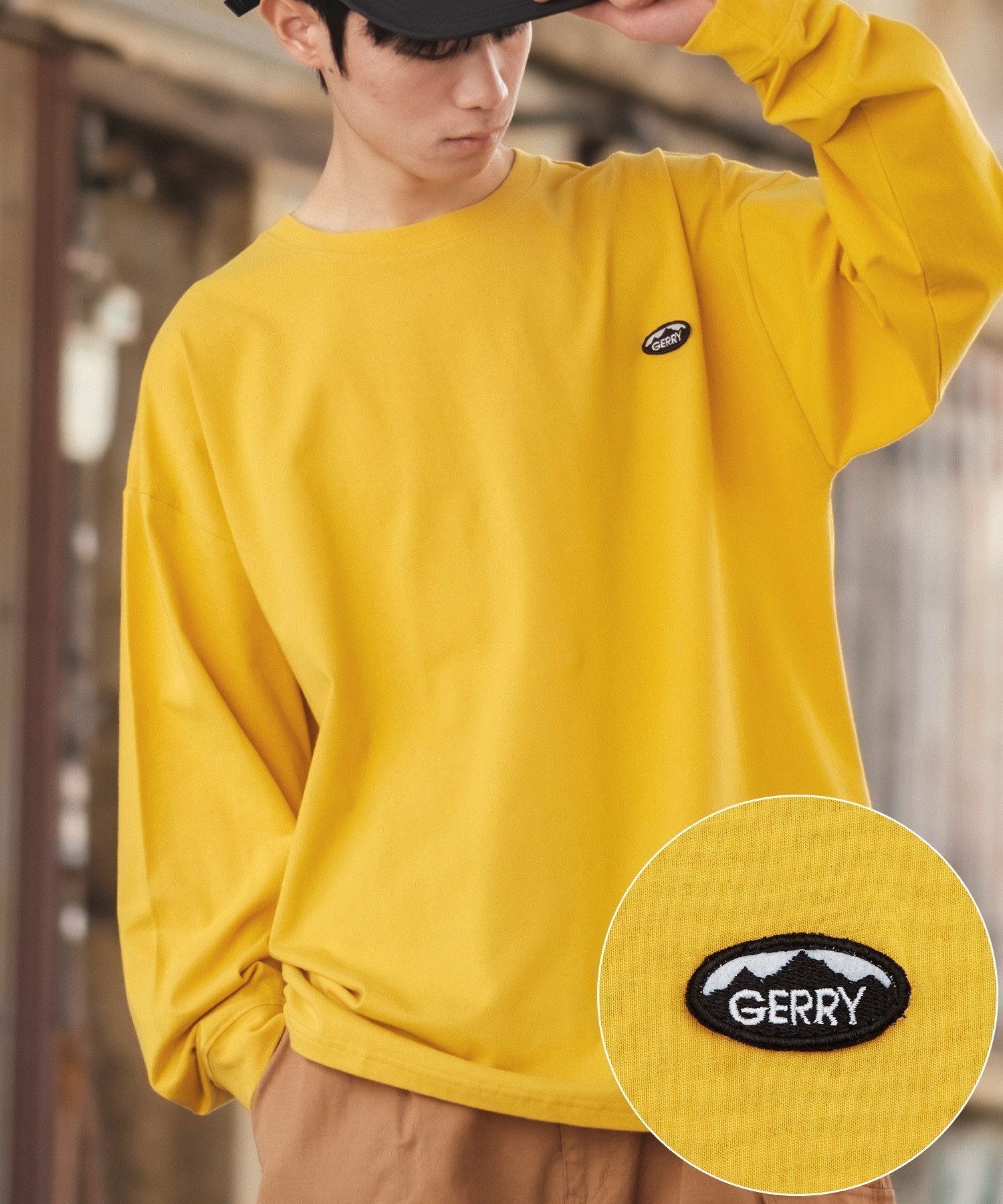 【インプローブス/improves】のGERRY ジェリー 別注 ワンポイント ロゴ 刺しゅう プリント ロンT インテリア・キッズ・メンズ・レディースファッション・服の通販 founy(ファウニー) 　ファッション　Fashion　レディースファッション　Fashion for Women　トップス・カットソー　Cut & Sew Tops　ロングTシャツ・Tシャツ　Longline T-Shirts & Tees　アウトドア　Outdoor Clothing　アメリカン　American Style　カーゴパンツ　Cargo Pants, Utility Pants　ショーツ　Shorts, Short Pants　シンプル　Simple, Minimal　デニム　Denim, Jeans Material　トレンド　Trend, Trending Now　定番　Standard, Basic Item　長袖　Long Sleeve, Full Sleeve　パープル　Purple, Violet　プリント　Print, Printed Pattern　別注　Limited Edition, Custom Order　ワイド　Wide, Wide Fit　ワンポイント　One Point, Statement Accent　おすすめ　Recommended / Our Picks　マスタード|ID: prp329100004981409 ipo3291000000037322163