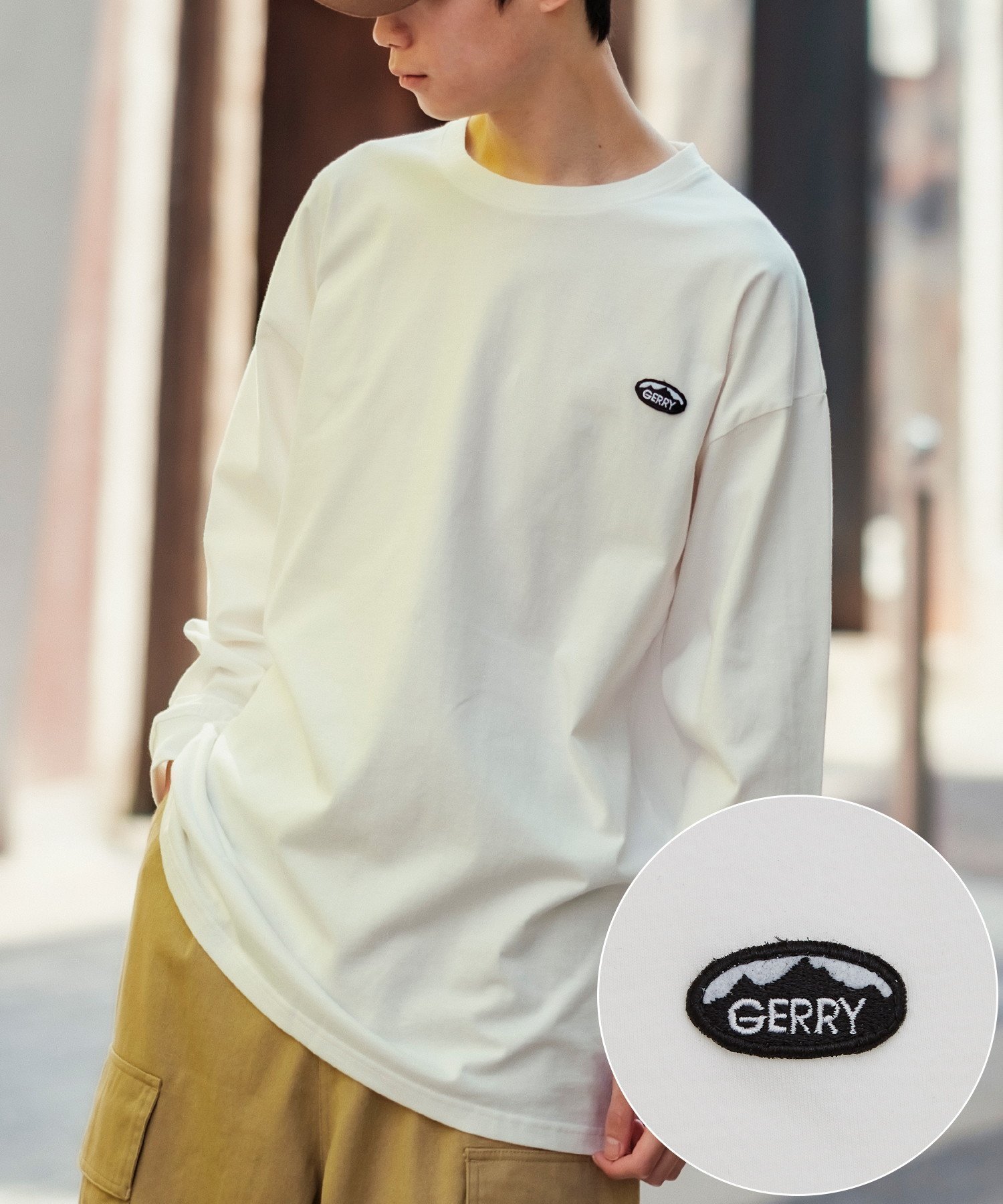 【インプローブス/improves】のGERRY ジェリー 別注 ワンポイント ロゴ 刺しゅう プリント ロンT インテリア・キッズ・メンズ・レディースファッション・服の通販 founy(ファウニー) 　ファッション　Fashion　レディースファッション　Fashion for Women　トップス・カットソー　Cut & Sew Tops　ロングTシャツ・Tシャツ　Longline T-Shirts & Tees　アウトドア　Outdoor Clothing　アメリカン　American Style　カーゴパンツ　Cargo Pants, Utility Pants　ショーツ　Shorts, Short Pants　シンプル　Simple, Minimal　デニム　Denim, Jeans Material　トレンド　Trend, Trending Now　定番　Standard, Basic Item　長袖　Long Sleeve, Full Sleeve　パープル　Purple, Violet　プリント　Print, Printed Pattern　別注　Limited Edition, Custom Order　ワイド　Wide, Wide Fit　ワンポイント　One Point, Statement Accent　おすすめ　Recommended / Our Picks　ホワイト|ID: prp329100004981409 ipo3291000000037322165