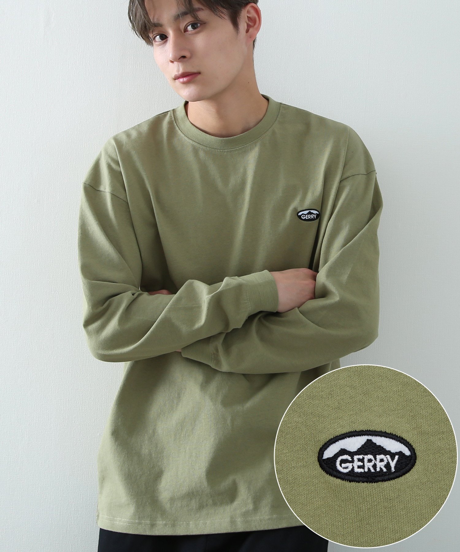 【インプローブス/improves】のGERRY ジェリー 別注 ワンポイント ロゴ 刺しゅう プリント ロンT インテリア・キッズ・メンズ・レディースファッション・服の通販 founy(ファウニー) 　ファッション　Fashion　レディースファッション　Fashion for Women　トップス・カットソー　Cut & Sew Tops　ロングTシャツ・Tシャツ　Longline T-Shirts & Tees　アウトドア　Outdoor Clothing　アメリカン　American Style　カーゴパンツ　Cargo Pants, Utility Pants　ショーツ　Shorts, Short Pants　シンプル　Simple, Minimal　デニム　Denim, Jeans Material　トレンド　Trend, Trending Now　定番　Standard, Basic Item　長袖　Long Sleeve, Full Sleeve　パープル　Purple, Violet　プリント　Print, Printed Pattern　別注　Limited Edition, Custom Order　ワイド　Wide, Wide Fit　ワンポイント　One Point, Statement Accent　おすすめ　Recommended / Our Picks　カーキ|ID: prp329100004981409 ipo3291000000037322167