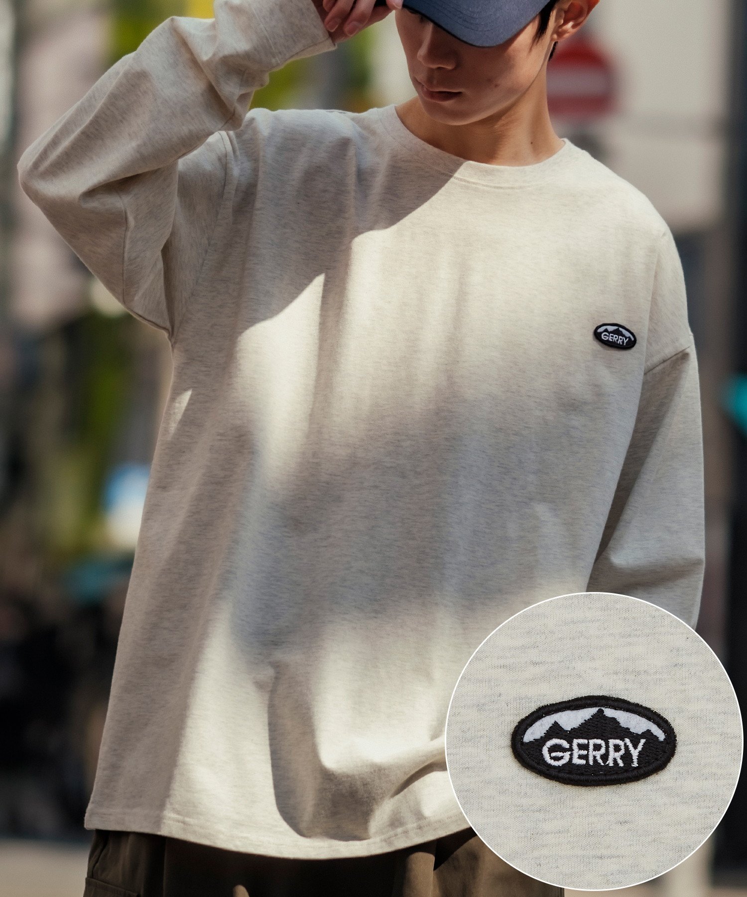 【インプローブス/improves】のGERRY ジェリー 別注 ワンポイント ロゴ 刺しゅう プリント ロンT インテリア・キッズ・メンズ・レディースファッション・服の通販 founy(ファウニー) 　ファッション　Fashion　レディースファッション　Fashion for Women　トップス・カットソー　Cut & Sew Tops　ロングTシャツ・Tシャツ　Longline T-Shirts & Tees　アウトドア　Outdoor Clothing　アメリカン　American Style　カーゴパンツ　Cargo Pants, Utility Pants　ショーツ　Shorts, Short Pants　シンプル　Simple, Minimal　デニム　Denim, Jeans Material　トレンド　Trend, Trending Now　定番　Standard, Basic Item　長袖　Long Sleeve, Full Sleeve　パープル　Purple, Violet　プリント　Print, Printed Pattern　別注　Limited Edition, Custom Order　ワイド　Wide, Wide Fit　ワンポイント　One Point, Statement Accent　おすすめ　Recommended / Our Picks　オートミール|ID: prp329100004981409 ipo3291000000037322168