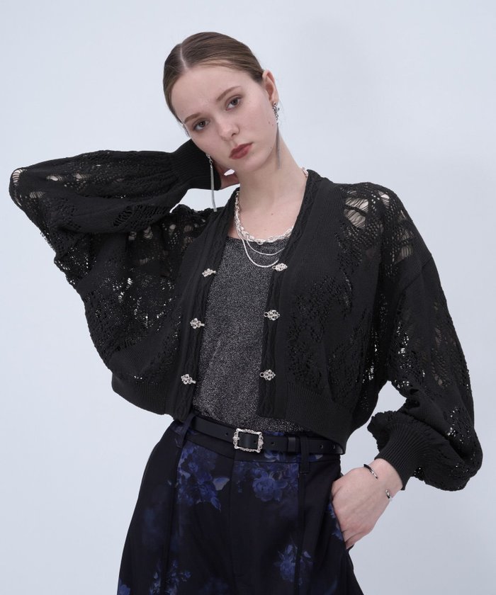 【ハレ/HARE】のスカシアミチャイナニットカーディガン インテリア・キッズ・メンズ・レディースファッション・服の通販 founy(ファウニー) https://founy.com/ ファッション Fashion レディースファッション Fashion for Women トップス・カットソー Cut & Sew Tops ニット Knit Tops & Sweaters カーディガン・羽織り Layered Style Cardigans インナー Innerwear ウェーブ Wavy Pattern 春 Spring カーディガン Cardigan, Knitwear キャミワンピース Cami Dress, Slip Dress ショート Short, Short Length シンプル Simple, Minimal ストレート Straight, Straight Cut スラックス Slacks, Dress Pants センター Center, Center Line 透かし Cut-Out, Lacework タイトスカート Pencil Skirt, Tight Skirt ダウン Down, Puffer デコルテ Décolleté, Neckline デニム Denim, Jeans Material フェミニン Feminine, Girly フレア Flare, Flared ワイド Wide, Wide Fit S/S・春夏 SS, Spring/Summer, Warm Season おすすめ Recommended / Our Picks 夏 Summer エレガント 上品 Elegant |ID: prp329100004981452 ipo3291000000037322654