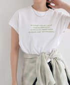【アンドミー/andme】のロゴ 刺繍 エンブロイダリー フレンチスリーブ Tシャツ 大人の最旬トレンドファッション＆コーディネート founy(ファウニー) ファッション Fashion レディースファッション Fashion for Women トップス・カットソー Cut & Sew Tops シャツ・ブラウス・オフィスカジュアル Elegant Blouses & Button-Ups ロングTシャツ・Tシャツ Longline T-Shirts & Tees エンブロイダリー Embroidery Design スリット Slit, Slit Detail スリーブ Sleeve, Long Sleeve / Short Sleeve 人気 Popular, Best Seller フレンチ French, French Style ロング Long, Long-Length おすすめ Recommended / Our Picks thumbnail オフホワイト×ライム|ID: prp329100004981510 ipo3291000000037322971