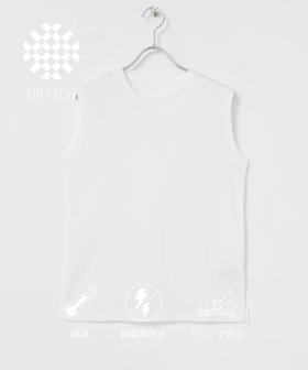 【アーバンリサーチ/URBAN RESEARCH】の『UR TECH』ノースリーブカットソー 大人の最旬トレンドファッション＆コーディネート founy(ファウニー) ファッション Fashion レディースファッション Fashion for Women トップス・カットソー Cut & Sew Tops キャミソール&ノースリーブ Camisoles & Sleeveless Tops カットソー・ベーシックTシャツ Cut-and-Sewn Tops / Stretch Tees & Basics インナー Innerwear カットソー Cut and Sewn Top キャミソール Camisole, Spaghetti Strap Top シンプル Simple, Minimal スリット Slit, Slit Detail タンク Tank Top, Sleeveless Top ノースリーブ Sleeveless, No-Sleeve ベーシック Basic, Essential ボーダー Border, Stripe エレガント 上品 Elegant |ID:prp329100004981527