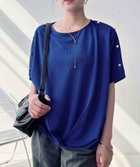 【アズノウアズ プラス/AS KNOW AS plus】の0肩ボタンデザイン 裾タック半袖トップス 大人の最旬トレンドファッション＆コーディネート founy(ファウニー) ファッション Fashion レディースファッション Fashion for Women トップス・カットソー Cut & Sew Tops ボトム Bottoms, Lower Wear 半袖 Short Sleeve, Half Sleeve 再入荷 Restock / Back in Stock エレガント 上品 Elegant thumbnail ブルー|ID: prp329100004981534 ipo3291000000037323052