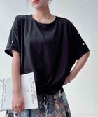 【アズノウアズ プラス/AS KNOW AS plus】の0肩ボタンデザイン 裾タック半袖トップス 大人の最旬トレンドファッション＆コーディネート founy(ファウニー) ファッション Fashion レディースファッション Fashion for Women トップス・カットソー Cut & Sew Tops ボトム Bottoms, Lower Wear 半袖 Short Sleeve, Half Sleeve 再入荷 Restock / Back in Stock エレガント 上品 Elegant thumbnail ブラック|ID: prp329100004981534 ipo3291000000037323053
