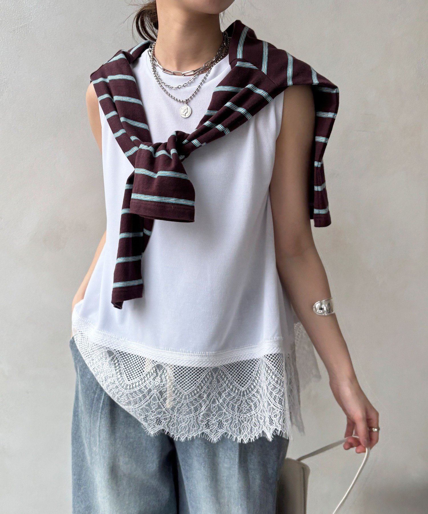 【ドゥドゥ/DouDou】の【セットアップ可能】裾レースタンク インテリア・キッズ・メンズ・レディースファッション・服の通販 founy(ファウニー) 　ファッション　Fashion　レディースファッション　Fashion for Women　セットアップ　Matching Sets　インナー　Innerwear　ジャケット　Jacket, Outerwear　スマート　Smart, Elegant　セットアップ　Set-Up, Coordinated Outfit　タンク　Tank Top, Sleeveless Top　ドッキング　Docking, Mixed Material　なめらか　Smooth, Silky Texture　レース　Lace, Lace Fabric　S/S・春夏　SS, Spring/Summer, Warm Season　再入荷　Restock / Back in Stock　おすすめ　Recommended / Our Picks　夏　Summer　2026年　2026　2026春夏・S/S　Spring/Summer 2026 SS26　オフホワイト|ID: prp329100004981536 ipo3291000000037323060