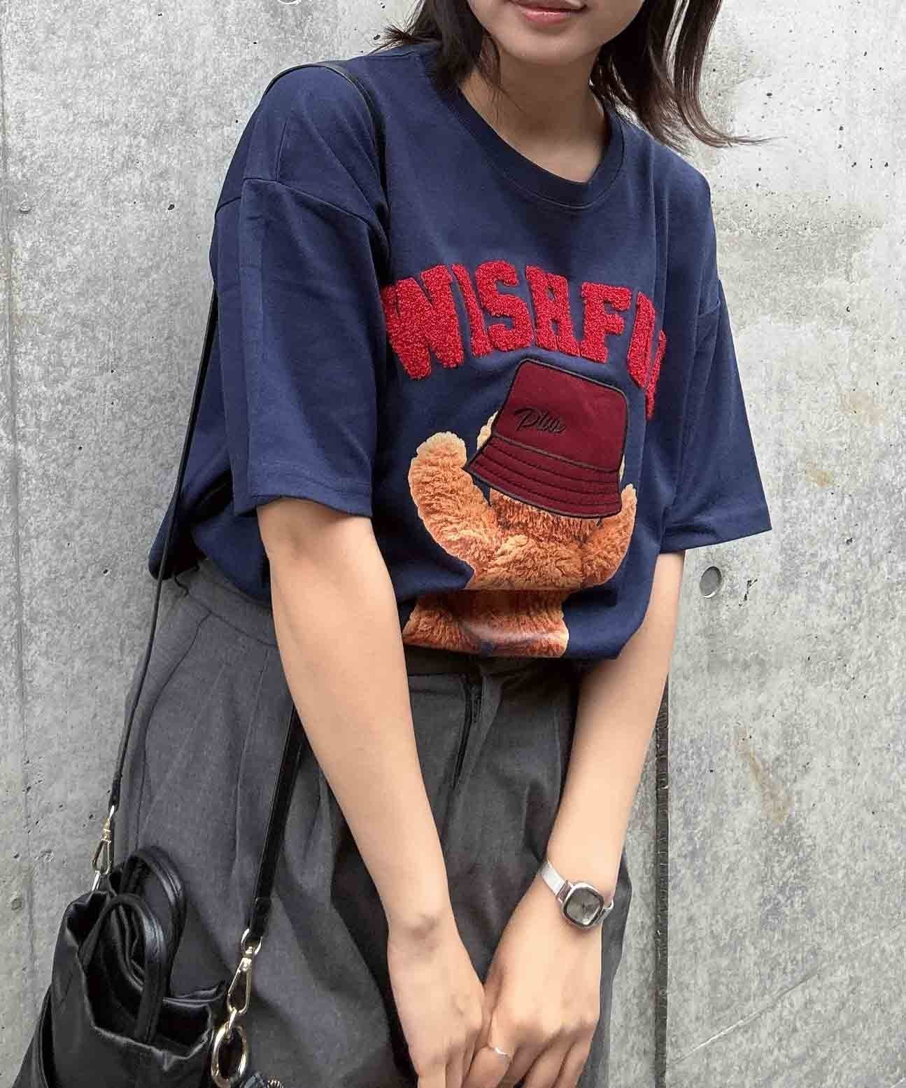 【アズノウアズ プラス/AS KNOW AS plus】の●『ゆったりサイズ』おめかしベア半袖Tシャツ インテリア・キッズ・メンズ・レディースファッション・服の通販 founy(ファウニー) 　ファッション　Fashion　レディースファッション　Fashion for Women　トップス・カットソー　Cut & Sew Tops　シャツ・ブラウス・オフィスカジュアル　Elegant Blouses & Button-Ups　ロングTシャツ・Tシャツ　Longline T-Shirts & Tees　ガーリー　Girly, Feminine Style　デニム　Denim, Jeans Material　ビッグ　Big, Oversized　フロント　Front, Front Design　プリント　Print, Printed Pattern　半袖　Short Sleeve, Half Sleeve　帽子　Hat, Headwear　ミニスカート　Mini Skirt, Short Skirt　再入荷　Restock / Back in Stock　おすすめ　Recommended / Our Picks　NVXBX3|ID: prp329100004981539 ipo3291000000037323073