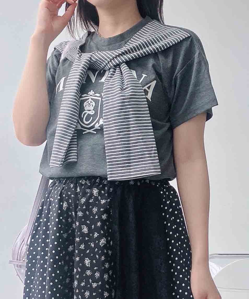 【アズノウアズ プラス/AS KNOW AS plus】の0フェイクレイヤード/ロンT巻き風ロゴ半袖Tシャツ インテリア・キッズ・メンズ・レディースファッション・服の通販 founy(ファウニー) 　ファッション　Fashion　レディースファッション　Fashion for Women　トップス・カットソー　Cut & Sew Tops　シャツ・ブラウス・オフィスカジュアル　Elegant Blouses & Button-Ups　ロングTシャツ・Tシャツ　Longline T-Shirts & Tees　シンプル　Simple, Minimal　フロント　Front, Front Design　ボトム　Bottoms, Lower Wear　半袖　Short Sleeve, Half Sleeve　リメイク　Remake, Reconstructed　再入荷　Restock / Back in Stock　グレー|ID: prp329100004981540 ipo3291000000037323077