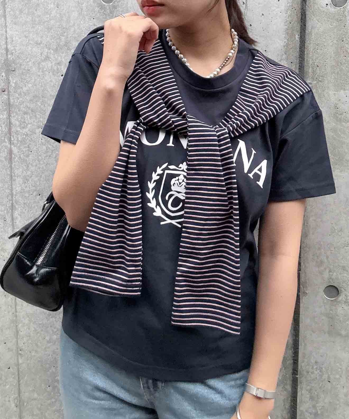 【アズノウアズ プラス/AS KNOW AS plus】の0フェイクレイヤード/ロンT巻き風ロゴ半袖Tシャツ インテリア・キッズ・メンズ・レディースファッション・服の通販 founy(ファウニー) 　ファッション　Fashion　レディースファッション　Fashion for Women　トップス・カットソー　Cut & Sew Tops　シャツ・ブラウス・オフィスカジュアル　Elegant Blouses & Button-Ups　ロングTシャツ・Tシャツ　Longline T-Shirts & Tees　シンプル　Simple, Minimal　フロント　Front, Front Design　ボトム　Bottoms, Lower Wear　半袖　Short Sleeve, Half Sleeve　リメイク　Remake, Reconstructed　再入荷　Restock / Back in Stock　ネイビー|ID: prp329100004981540 ipo3291000000037323078