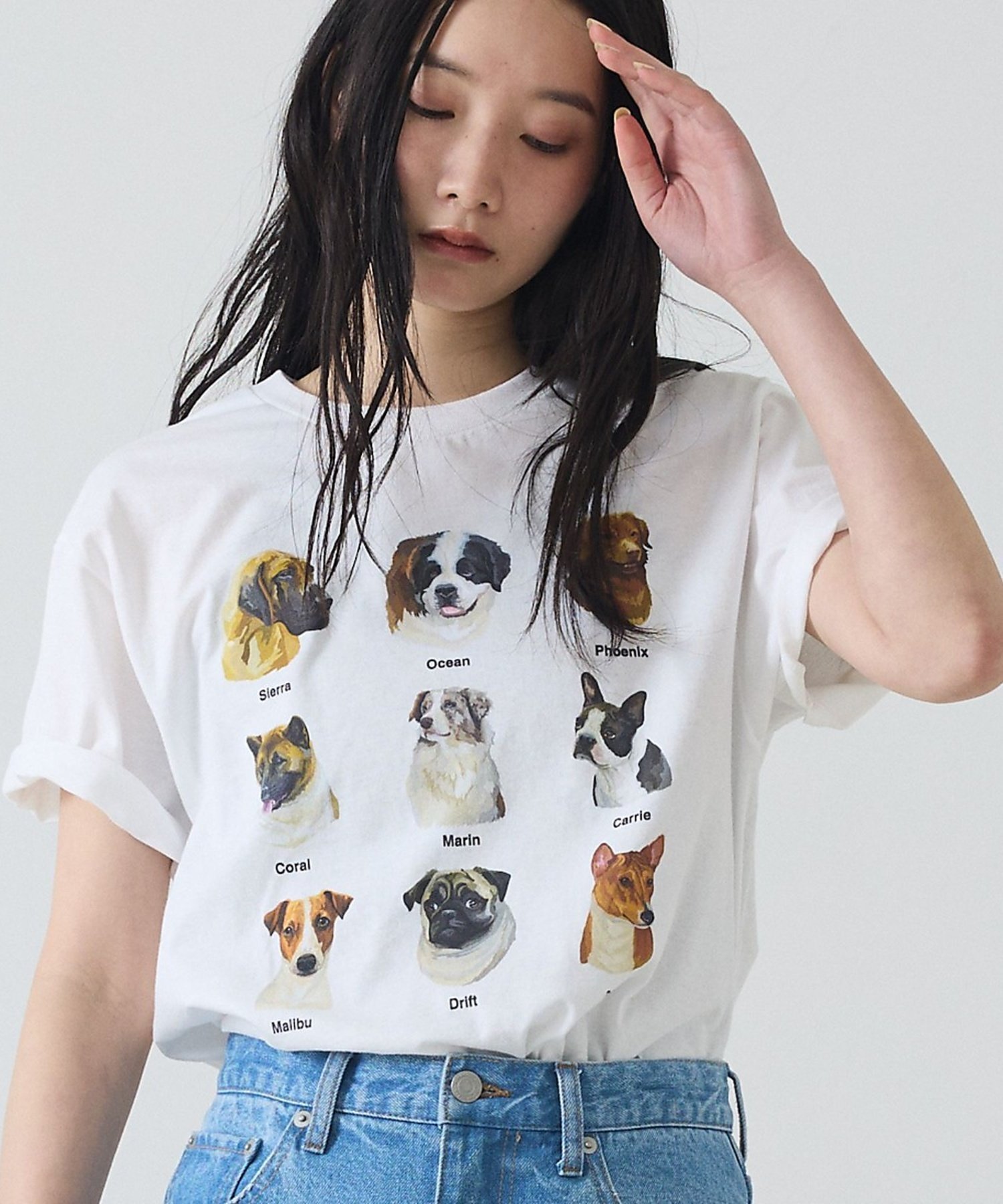 【ルージュヴィフラクレ/Rouge vif la cle】の【JERZEES/ジャージーズ】9DOGS半袖Tシャツ/犬/半袖【WEB限定】 インテリア・キッズ・メンズ・レディースファッション・服の通販 founy(ファウニー) 　ファッション　Fashion　レディースファッション　Fashion for Women　トップス・カットソー　Cut & Sew Tops　シャツ・ブラウス・オフィスカジュアル　Elegant Blouses & Button-Ups　ロングTシャツ・Tシャツ　Longline T-Shirts & Tees　アメリカン　American Style　ヴィンテージ　Vintage Style　クラシック　Classic, Timeless Style　グラフィック　Graphic, Graphic Design　シンプル　Simple, Minimal　スウェット / スエット　Sweatshirt, Sweatwear　定番　Standard, Basic Item　人気　Popular, Best Seller　フロント　Front, Front Design　プリント　Print, Printed Pattern　半袖　Short Sleeve, Half Sleeve　ミックス　Mix, Mixed Style　モチーフ　Motif, Design Theme　おすすめ　Recommended / Our Picks　犬　Dog　ホワイト|ID: prp329100004981546 ipo3291000000037323102