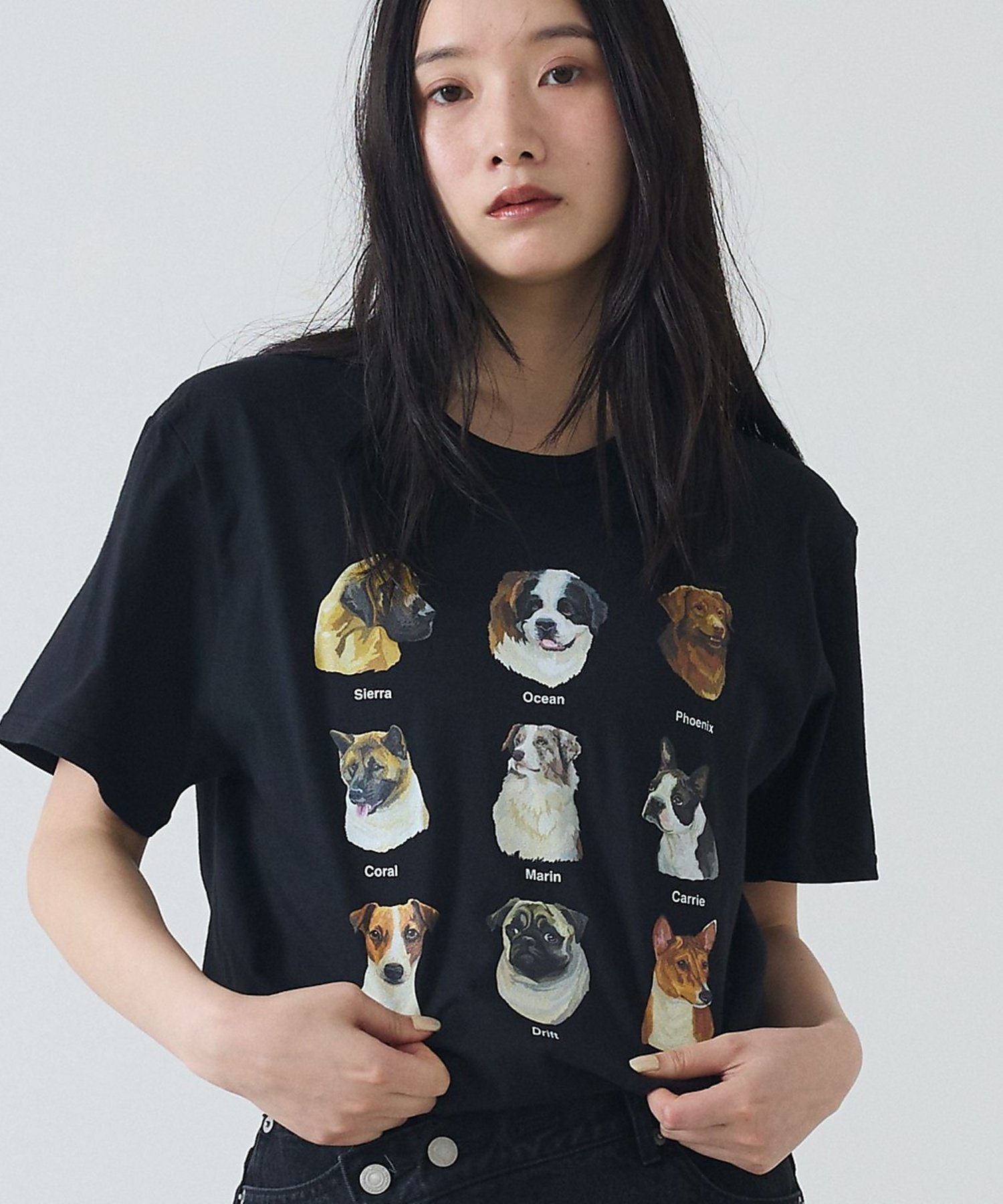 【ルージュヴィフラクレ/Rouge vif la cle】の【JERZEES/ジャージーズ】9DOGS半袖Tシャツ/犬/半袖【WEB限定】 インテリア・キッズ・メンズ・レディースファッション・服の通販 founy(ファウニー) 　ファッション　Fashion　レディースファッション　Fashion for Women　トップス・カットソー　Cut & Sew Tops　シャツ・ブラウス・オフィスカジュアル　Elegant Blouses & Button-Ups　ロングTシャツ・Tシャツ　Longline T-Shirts & Tees　アメリカン　American Style　ヴィンテージ　Vintage Style　クラシック　Classic, Timeless Style　グラフィック　Graphic, Graphic Design　シンプル　Simple, Minimal　スウェット / スエット　Sweatshirt, Sweatwear　定番　Standard, Basic Item　人気　Popular, Best Seller　フロント　Front, Front Design　プリント　Print, Printed Pattern　半袖　Short Sleeve, Half Sleeve　ミックス　Mix, Mixed Style　モチーフ　Motif, Design Theme　おすすめ　Recommended / Our Picks　犬　Dog　ブラック|ID: prp329100004981546 ipo3291000000037323103