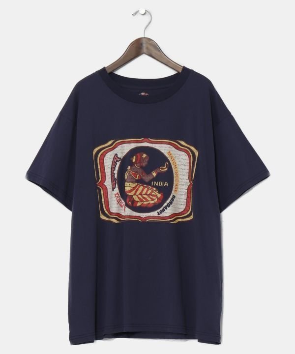【アミナコレクション/Amina Collection】の【チャイハネ】マッチ香メンズTシャツ(Lサイズ) インテリア・キッズ・メンズ・レディースファッション・服の通販 founy(ファウニー) 　ファッション　Fashion　レディースファッション　Fashion for Women　トップス・カットソー　Cut & Sew Tops　シャツ・ブラウス・オフィスカジュアル　Elegant Blouses & Button-Ups　ロングTシャツ・Tシャツ　Longline T-Shirts & Tees　プリント　Print, Printed Pattern　メンズ　Men's, Menswear　ワンポイント　One Point, Statement Accent　ヴィンテージ　Vintage Style　ネイビー|ID: prp329100004981550 ipo3291000000037323117