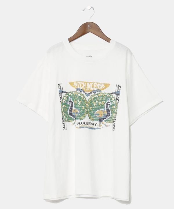 【アミナコレクション/Amina Collection】の【チャイハネ】マッチ香メンズTシャツ(Lサイズ) インテリア・キッズ・メンズ・レディースファッション・服の通販 founy(ファウニー) 　ファッション　Fashion　レディースファッション　Fashion for Women　トップス・カットソー　Cut & Sew Tops　シャツ・ブラウス・オフィスカジュアル　Elegant Blouses & Button-Ups　ロングTシャツ・Tシャツ　Longline T-Shirts & Tees　プリント　Print, Printed Pattern　メンズ　Men's, Menswear　ワンポイント　One Point, Statement Accent　ヴィンテージ　Vintage Style　ホワイト|ID: prp329100004981550 ipo3291000000037323118