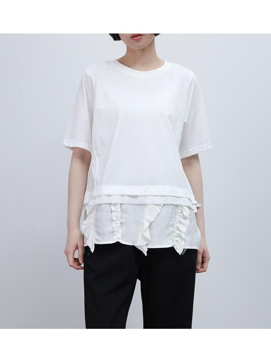 【ラシュッド/LASUD】のフリルヘムドッキングPO インテリア・キッズ・メンズ・レディースファッション・服の通販 founy(ファウニー) 　ファッション　Fashion　レディースファッション　Fashion for Women　シフォン　Chiffon, Lightweight Fabric　チュール　Tulip, Tulip Motif　フリル　Frill, Ruffle　アイボリー|ID: prp329100004981583 ipo3291000000037323196