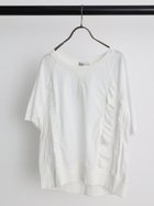 【ラシュッド/LASUD】のフリルドッキングハーフスリーブカットソー 大人の最旬トレンドファッション＆コーディネート founy(ファウニー) ファッション Fashion レディースファッション Fashion for Women トップス・カットソー Cut & Sew Tops カットソー・ベーシックTシャツ Cut-and-Sewn Tops / Stretch Tees & Basics おすすめ Recommended / Our Picks カットソー Cut and Sewn Top ジップ Zip, Zipper スリーブ Sleeve, Long Sleeve / Short Sleeve チュール Tulip, Tulip Motif デニム Denim, Jeans Material ハーフ Half, Half-Length フリル Frill, Ruffle プリーツ Pleats, Pleated ミックス Mix, Mixed Style thumbnail アイボリー|ID: prp329100004981584 ipo3291000000037323200