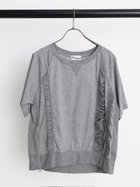 【ラシュッド/LASUD】のフリルドッキングハーフスリーブカットソー 大人の最旬トレンドファッション＆コーディネート founy(ファウニー) ファッション Fashion レディースファッション Fashion for Women トップス・カットソー Cut & Sew Tops カットソー・ベーシックTシャツ Cut-and-Sewn Tops / Stretch Tees & Basics おすすめ Recommended / Our Picks カットソー Cut and Sewn Top ジップ Zip, Zipper スリーブ Sleeve, Long Sleeve / Short Sleeve チュール Tulip, Tulip Motif デニム Denim, Jeans Material ハーフ Half, Half-Length フリル Frill, Ruffle プリーツ Pleats, Pleated ミックス Mix, Mixed Style thumbnail ライトグレー|ID: prp329100004981584 ipo3291000000037323201