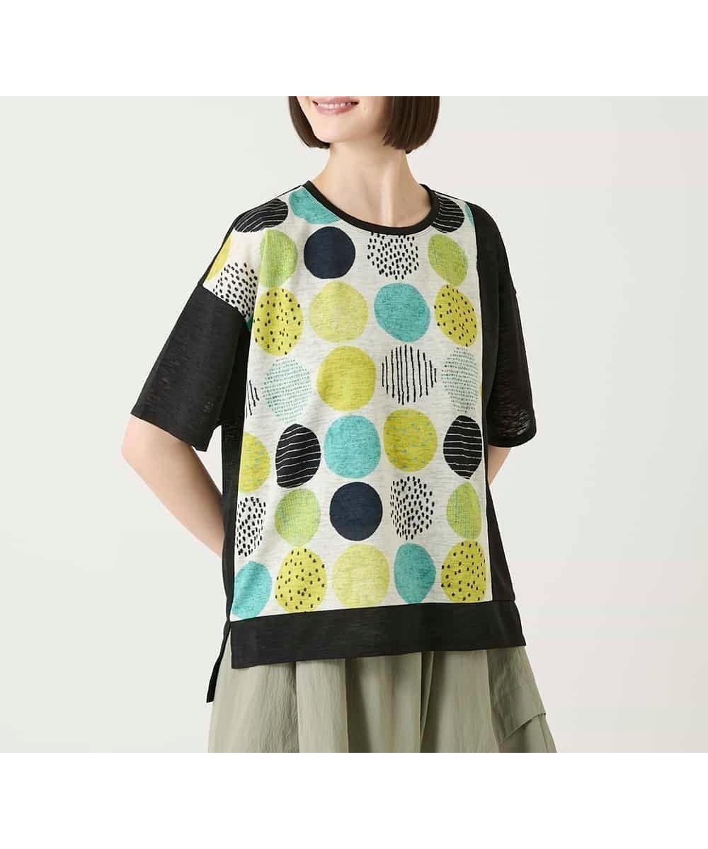 【ヒロコビス/HIROKO BIS】のカラフルパターンドットTシャツ インテリア・キッズ・メンズ・レディースファッション・服の通販 founy(ファウニー) 　ファッション　Fashion　レディースファッション　Fashion for Women　トップス・カットソー　Cut & Sew Tops　シャツ・ブラウス・オフィスカジュアル　Elegant Blouses & Button-Ups　ロングTシャツ・Tシャツ　Longline T-Shirts & Tees　おすすめ　Recommended / Our Picks　アクセサリー　Fashion Accessories　カラフル　Colorful Design　ドット　Polka Dot, Dot Pattern　冬　Winter / This Winter　夏　Summer　春　Spring　無地　Plain, Solid Color　秋　Autumn　アイボリー|ID: prp329100004981594 ipo3291000000037323234