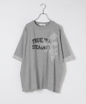 【スタディオ クリップ/studio CLIP】のレースロゴロールアップTシャツ 大人の最旬トレンドファッション＆コーディネート founy(ファウニー) ファッション Fashion レディースファッション Fashion for Women トップス・カットソー Cut & Sew Tops シャツ・ブラウス・オフィスカジュアル Elegant Blouses & Button-Ups ロングTシャツ・Tシャツ Longline T-Shirts & Tees おすすめ Recommended / Our Picks カットソー Cut and Sewn Top カーゴパンツ Cargo Pants, Utility Pants シンプル Simple, Minimal デニム Denim, Jeans Material トレンド Trend, Trending Now ベスト Vest, Waistcoat モチーフ Motif, Design Theme レース Lace, Lace Fabric |ID:prp329100004981598