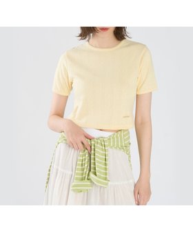 【アニエスベー ファム/agnes b. FEMME】のアイレット コットン ジャージー コンパクト 半袖 Tシャツ 大人の最旬トレンドファッション＆コーディネート founy(ファウニー) ファッション Fashion レディースファッション Fashion for Women トップス・カットソー Cut & Sew Tops シャツ・ブラウス・オフィスカジュアル Elegant Blouses & Button-Ups ロングTシャツ・Tシャツ Longline T-Shirts & Tees アイレット Eyelet Lace コンパクト Compact, Small Size フィット Fit, Slim Fit ボトム Bottoms, Lower Wear 半袖 Short Sleeve, Half Sleeve |ID:prp329100004981619