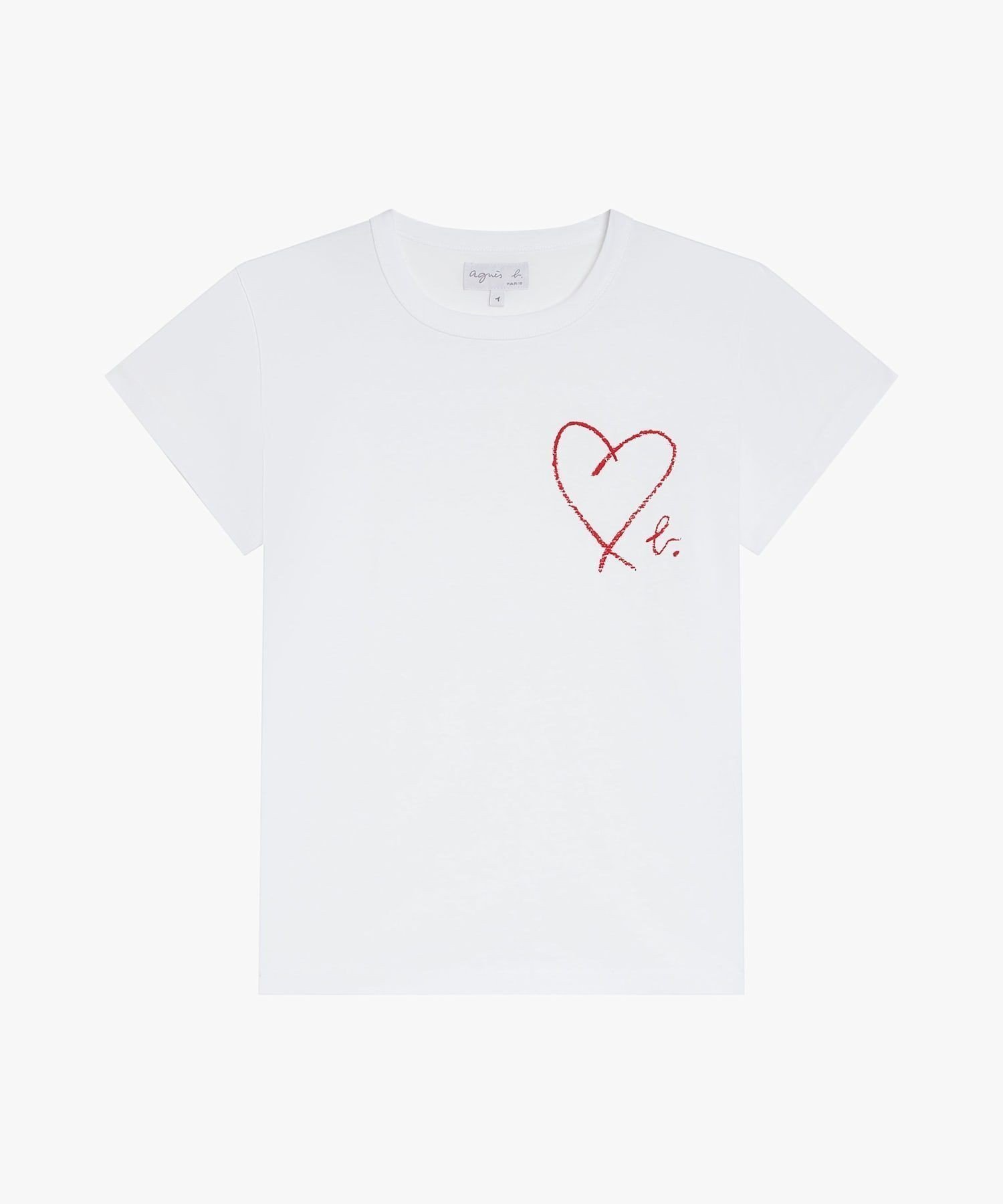 【アニエスベー ファム/agnes b. FEMME】のb. ロゴ ハート プリント コットン 半袖 Tシャツ Brando インテリア・キッズ・メンズ・レディースファッション・服の通販 founy(ファウニー) 　ファッション　Fashion　レディースファッション　Fashion for Women　トップス・カットソー　Cut & Sew Tops　シャツ・ブラウス・オフィスカジュアル　Elegant Blouses & Button-Ups　ロングTシャツ・Tシャツ　Longline T-Shirts & Tees　プリント　Print, Printed Pattern　半袖　Short Sleeve, Half Sleeve　ホワイト|ID: prp329100004981622 ipo3291000000037323336