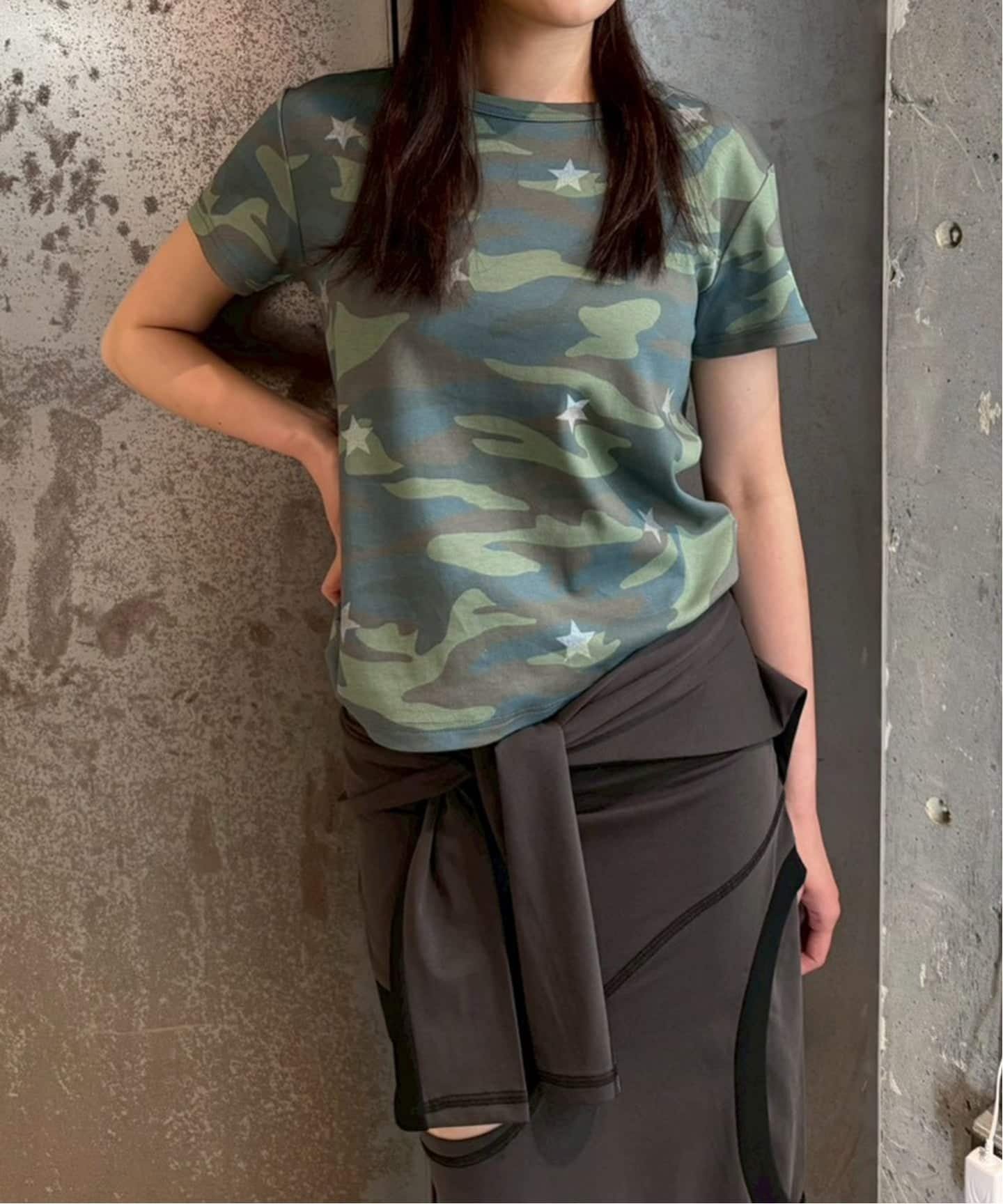 【オリエンス ジャーナルスタンダード/Oriens JOURNAL STANDARD】の《追加》カモフラージュ スターTシャツ インテリア・キッズ・メンズ・レディースファッション・服の通販 founy(ファウニー) 　ファッション　Fashion　レディースファッション　Fashion for Women　トップス・カットソー　Cut & Sew Tops　シャツ・ブラウス・オフィスカジュアル　Elegant Blouses & Button-Ups　ロングTシャツ・Tシャツ　Longline T-Shirts & Tees　2026年　2026　2026春夏・S/S　Spring/Summer 2026 SS26　インナー　Innerwear　グラフィック　Graphic, Graphic Design　パターン　Pattern, Design Print　ネイビー|ID: prp329100004981626 ipo3291000000037323355