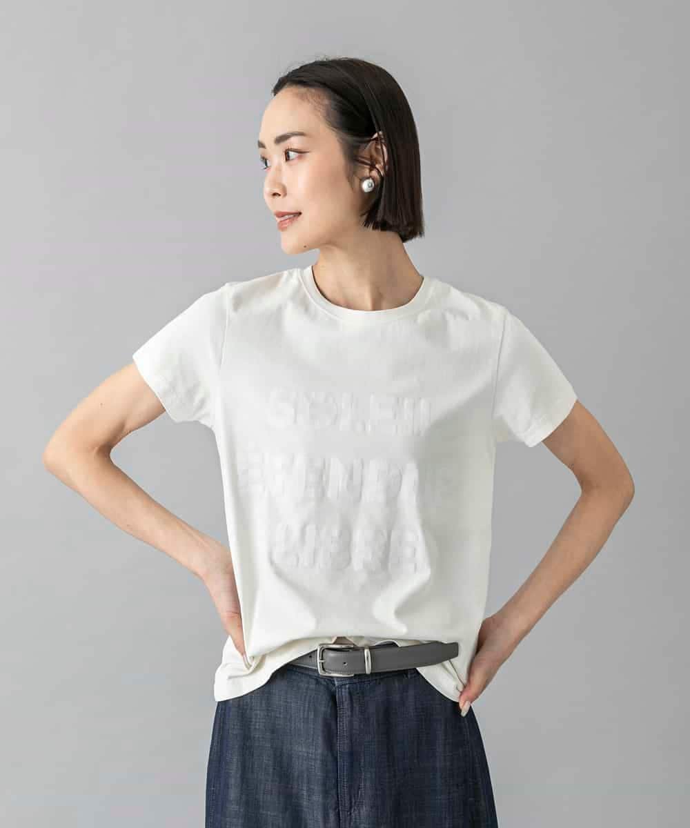 【ミッシェルクラン/MICHEL KLEIN】のクラックプリントロゴTシャツ インテリア・キッズ・メンズ・レディースファッション・服の通販 founy(ファウニー) 　ファッション　Fashion　レディースファッション　Fashion for Women　トップス・カットソー　Cut & Sew Tops　シャツ・ブラウス・オフィスカジュアル　Elegant Blouses & Button-Ups　ロングTシャツ・Tシャツ　Longline T-Shirts & Tees　エレガント 上品　Elegant　ヴィンテージ　Vintage Style　春　Spring　洗える　Machine Washable　秋　Autumn　コンパクト　Compact, Small Size　シンプル　Simple, Minimal　スタイリッシュ　Stylish, Fashionable　ダウン　Down, Puffer　デニム　Denim, Jeans Material　トレンド　Trend, Trending Now　バランス　Balance, Style Balance　フレア　Flare, Flared　プリント　Print, Printed Pattern　ベーシック　Basic, Essential　ボトム　Bottoms, Lower Wear　冬　Winter / This Winter　再入荷　Restock / Back in Stock　夏　Summer　ホワイト|ID: prp329100004981637 ipo3291000000037323411