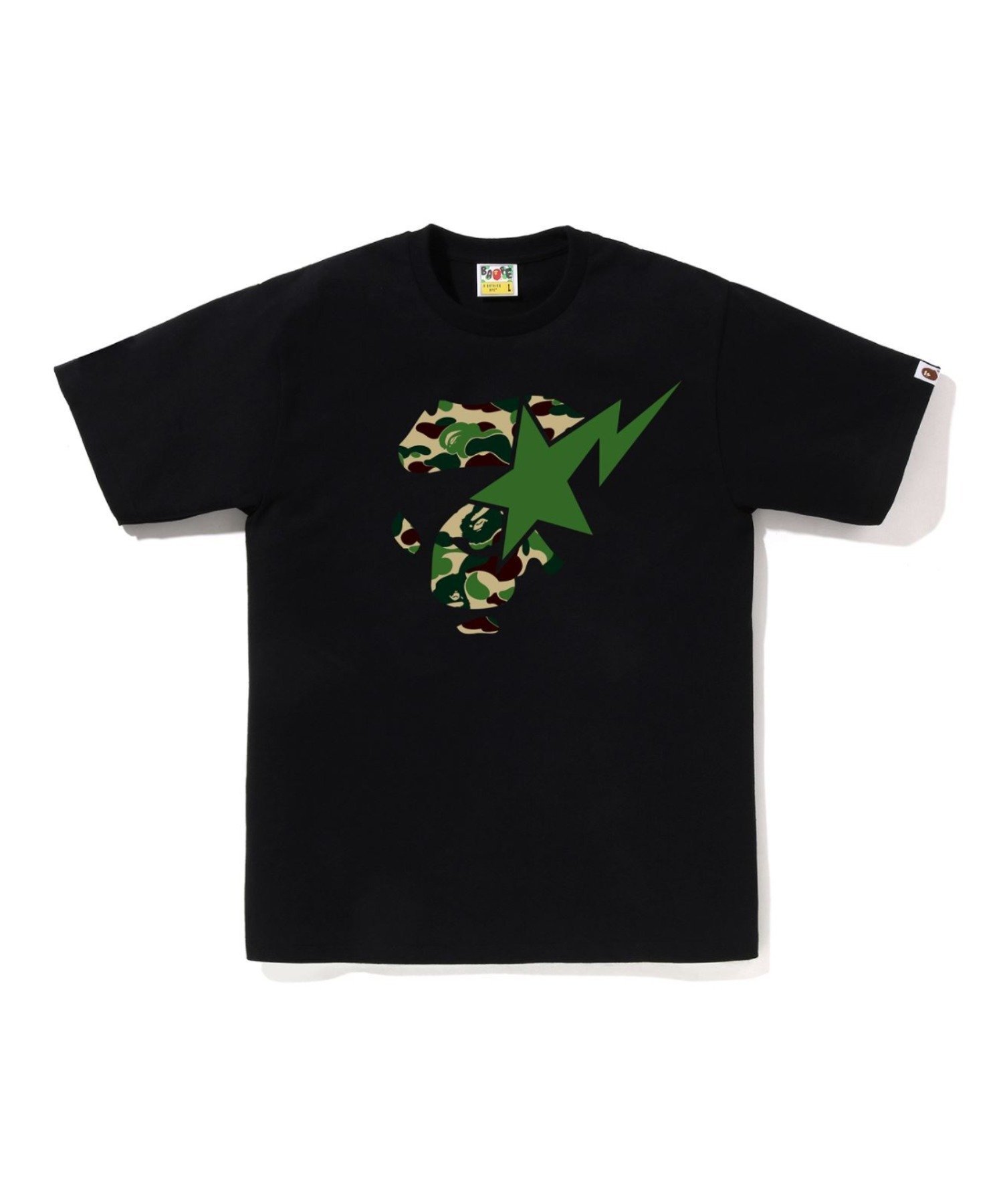 【ア ベイシング エイプ/A BATHING APE】のABC CAMO APE FACE STA TEE インテリア・キッズ・メンズ・レディースファッション・服の通販 founy(ファウニー) 　ファッション　Fashion　レディースファッション　Fashion for Women　インナー　Innerwear　グラフィック　Graphic, Graphic Design　ショート　Short, Short Length　スリーブ　Sleeve, Long Sleeve / Short Sleeve　プリント　Print, Printed Pattern　ラバー　Rubber, Rubber Sole　BK×GR|ID: prp329100004981644 ipo3291000000037323439