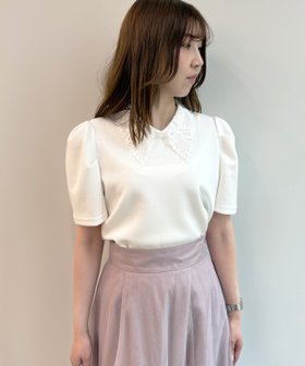 【スウィングル/Swingle】の【5/1(Fri)発売】レースカラータックスリーブトップス 大人の最旬トレンドファッション＆コーディネート founy(ファウニー) ファッション Fashion レディースファッション Fashion for Women トップス・カットソー Cut & Sew Tops なめらか Smooth, Silky Texture クラシカル Classical, Vintage-Inspired シンプル Simple, Minimal スリーブ Sleeve, Long Sleeve / Short Sleeve レース Lace, Lace Fabric 人気 Popular, Best Seller 半袖 Short Sleeve, Half Sleeve |ID:prp329100004981650