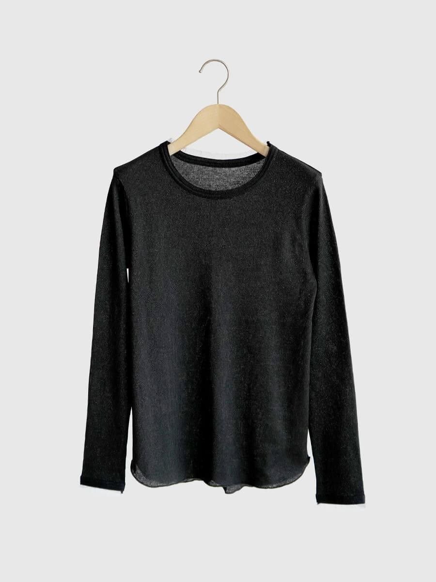 【ヴァン/Vin】のチュールディテールリブカットソー インテリア・キッズ・メンズ・レディースファッション・服の通販 founy(ファウニー) 　ファッション　Fashion　レディースファッション　Fashion for Women　トップス・カットソー　Cut & Sew Tops　カットソー・ベーシックTシャツ　Cut-and-Sewn Tops / Stretch Tees & Basics　チュール　Tulip, Tulip Motif　バランス　Balance, Style Balance　ベーシック　Basic, Essential　エレガント 上品　Elegant　ブラック|ID: prp329100004981653 ipo3291000000037323482