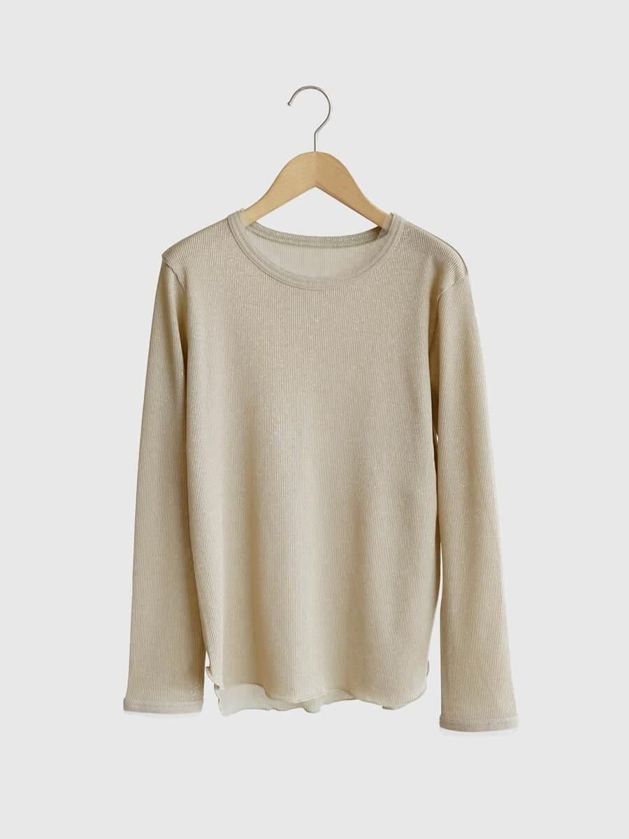 【ヴァン/Vin】のチュールディテールリブカットソー インテリア・キッズ・メンズ・レディースファッション・服の通販 founy(ファウニー) 　ファッション　Fashion　レディースファッション　Fashion for Women　トップス・カットソー　Cut & Sew Tops　カットソー・ベーシックTシャツ　Cut-and-Sewn Tops / Stretch Tees & Basics　チュール　Tulip, Tulip Motif　バランス　Balance, Style Balance　ベーシック　Basic, Essential　エレガント 上品　Elegant　ベージュ|ID: prp329100004981653 ipo3291000000037323483