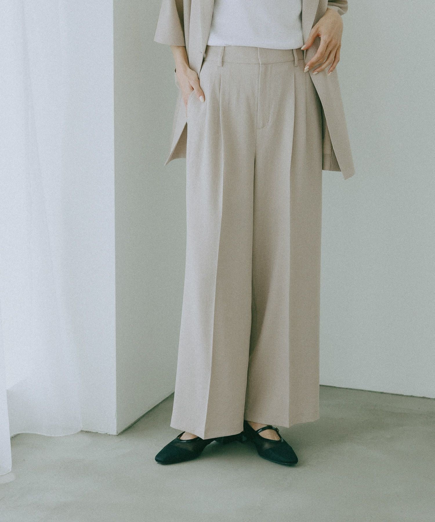 【グローバルワーク/GLOBAL WORK】のお手入れラクラクセットアップ/ワイドパンツ/632905 インテリア・キッズ・メンズ・レディースファッション・服の通販 founy(ファウニー) 　ファッション　Fashion　レディースファッション　Fashion for Women　セットアップ　Matching Sets　レディースパンツ・ボトムス　Pants & Trousers / Bottoms　アクセサリー　Fashion Accessories　インナー　Innerwear　ヴィンテージ　Vintage Style　カットソー　Cut and Sewn Top　シンプル　Simple, Minimal　ジャケット　Jacket, Outerwear　ストレッチ　Stretch, Stretchy Fabric　スラックス　Slacks, Dress Pants　セットアップ　Set-Up, Coordinated Outfit　センター　Center, Center Line　別注　Limited Edition, Custom Order　半袖　Short Sleeve, Half Sleeve　マニッシュ　Mannish, Boyish　リラックス　Relax, Relaxed Fit　楽ちん　Easy Fit, Comfortable　ワイド　Wide, Wide Fit　おすすめ　Recommended / Our Picks　ビジネス 仕事 通勤　Business / Work / Commuting　ライトベージュ51|ID: prp329100004981656 ipo3291000000037323495