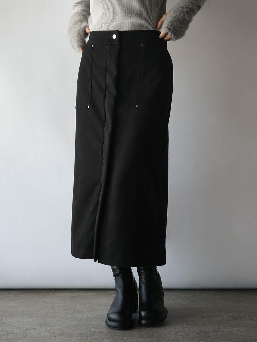 【ラシュッド/LASUD】のフェイクスエードタイトスカート インテリア・キッズ・メンズ・レディースファッション・服の通販 founy(ファウニー) 　ファッション　Fashion　レディースファッション　Fashion for Women　スカート　Skirts　おすすめ　Recommended / Our Picks　ジャケット　Jacket, Outerwear　スリット　Slit, Slit Detail　タイトスカート　Pencil Skirt, Tight Skirt　ビッグ　Big, Oversized　フロント　Front, Front Design　エレガント 上品　Elegant　ブラック|ID: prp329100004981679 ipo3291000000037323654