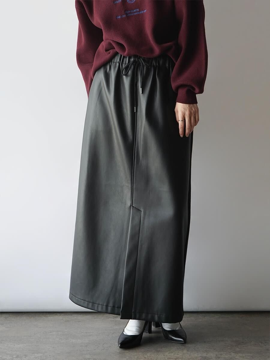 【ラシュッド/LASUD】のフロントスリットドッキングスカート インテリア・キッズ・メンズ・レディースファッション・服の通販 founy(ファウニー) 　ファッション　Fashion　レディースファッション　Fashion for Women　スカート　Skirts　スリット　Slit, Slit Detail　ドッキング　Docking, Mixed Material　フェイクレザー　Faux Leather, PU Leather　フロント　Front, Front Design　ポケット　Pocket, Pocket Detail　ブラック|ID: prp329100004981680 ipo3291000000037323660