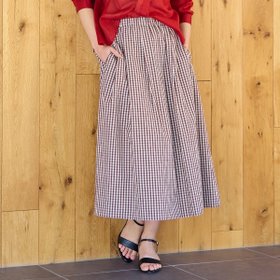 【リリアンビューティエクラ/Liliane Burty ECLAT】の【洗える】ギンガムチェックオールゴムスカート 大人の最旬トレンドファッション＆コーディネート founy(ファウニー) ファッション Fashion レディースファッション Fashion for Women スカート Skirts 洗える Machine Washable キュプラ Cupro, Eco Fabric ギンガム Gingham, Gingham Fabric コレクション Collection, Seasonal Line タイプライター Typewriter Fabric, Crisp Cotton チェック Check, Plaid, Tartan ポケット Pocket, Pocket Detail 無地 Plain, Solid Color リュクス Luxury, Elegant, High-End, Chic |ID:prp329100004981688