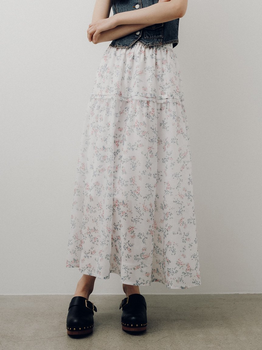 【リリーブラウン/Lily Brown】のフラワーボリュームシアースカート インテリア・キッズ・メンズ・レディースファッション・服の通販 founy(ファウニー) 　ファッション　Fashion　レディースファッション　Fashion for Women　スカート　Skirts　オーガンジー　Organza Fabric　シアー　Sheer, See-Through　セットアップ　Set-Up, Coordinated Outfit　フェミニン　Feminine, Girly　フレア　Flare, Flared　WHT[001]|ID: prp329100004981697 ipo3291000000037323718