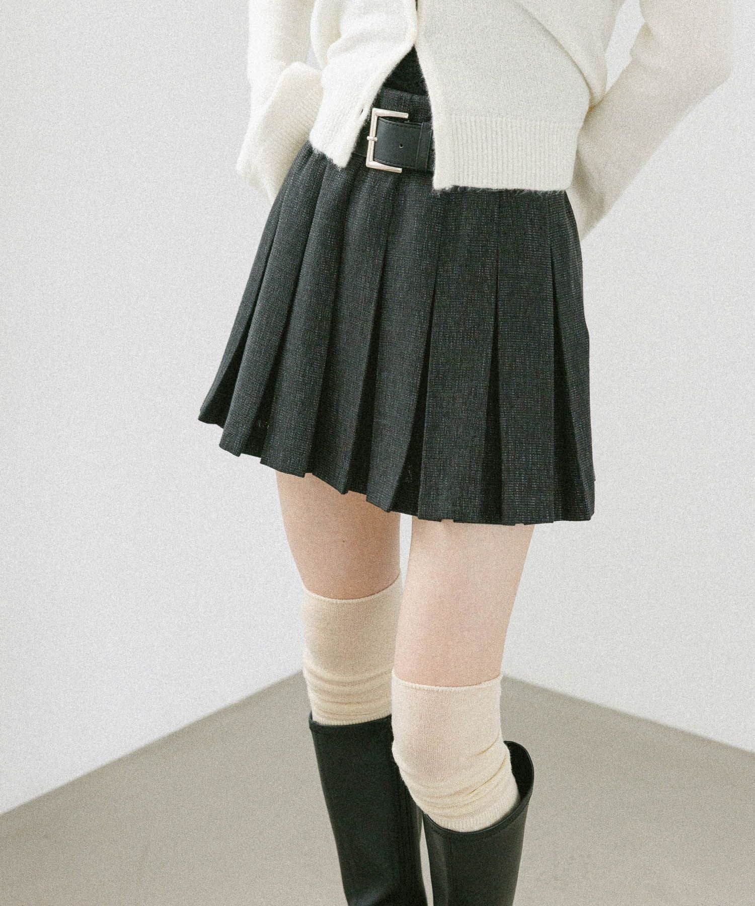 【ヘザー/Heather】のベルト付きアソートプリーツミニスカート インテリア・キッズ・メンズ・レディースファッション・服の通販 founy(ファウニー) 　ファッション　Fashion　レディースファッション　Fashion for Women　スカート　Skirts　ミニスカート　Mini Skirts　ベルト&ウエストマーク　Belts & Waist Accessories　プリーツ　Pleats, Pleated　ミニスカート　Mini Skirt, Short Skirt　ブラック|ID: prp329100004981703 ipo3291000000037323742