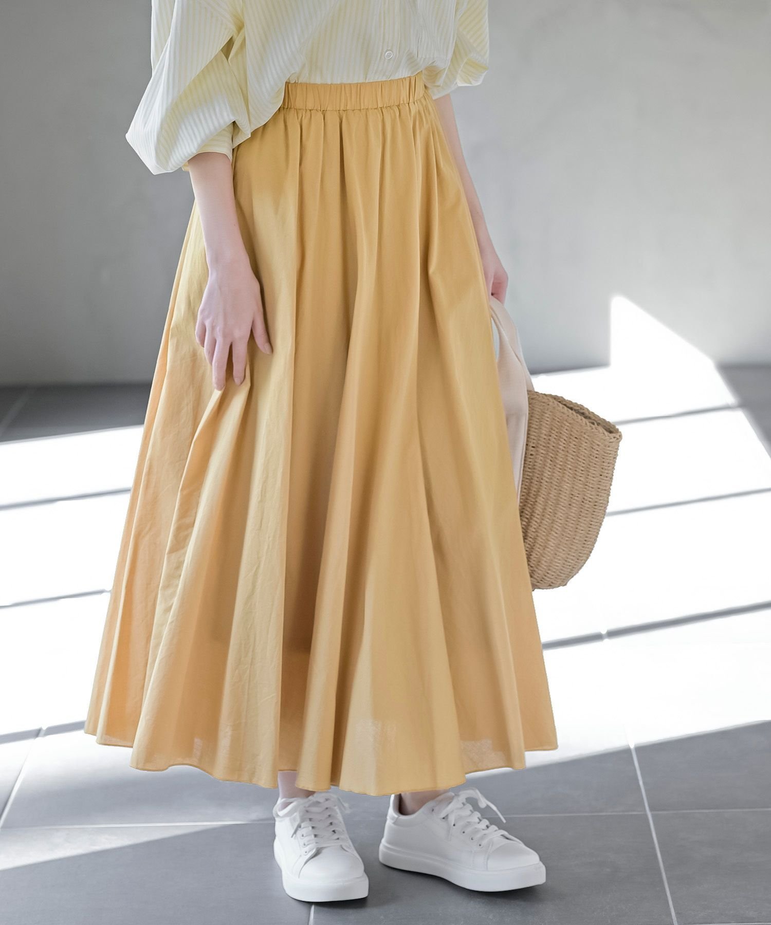 【アールピーエス/rps】のコットンマキシフレアースカート インテリア・キッズ・メンズ・レディースファッション・服の通販 founy(ファウニー) 　ファッション　Fashion　レディースファッション　Fashion for Women　スカート　Skirts　シンプル　Simple, Minimal　ストレッチ　Stretch, Stretchy Fabric　フレア　Flare, Flared　マキシ　Maxi, Full Length　ロング　Long, Long-Length　再入荷　Restock / Back in Stock　マスタード|ID: prp329100004981732 ipo3291000000037323899