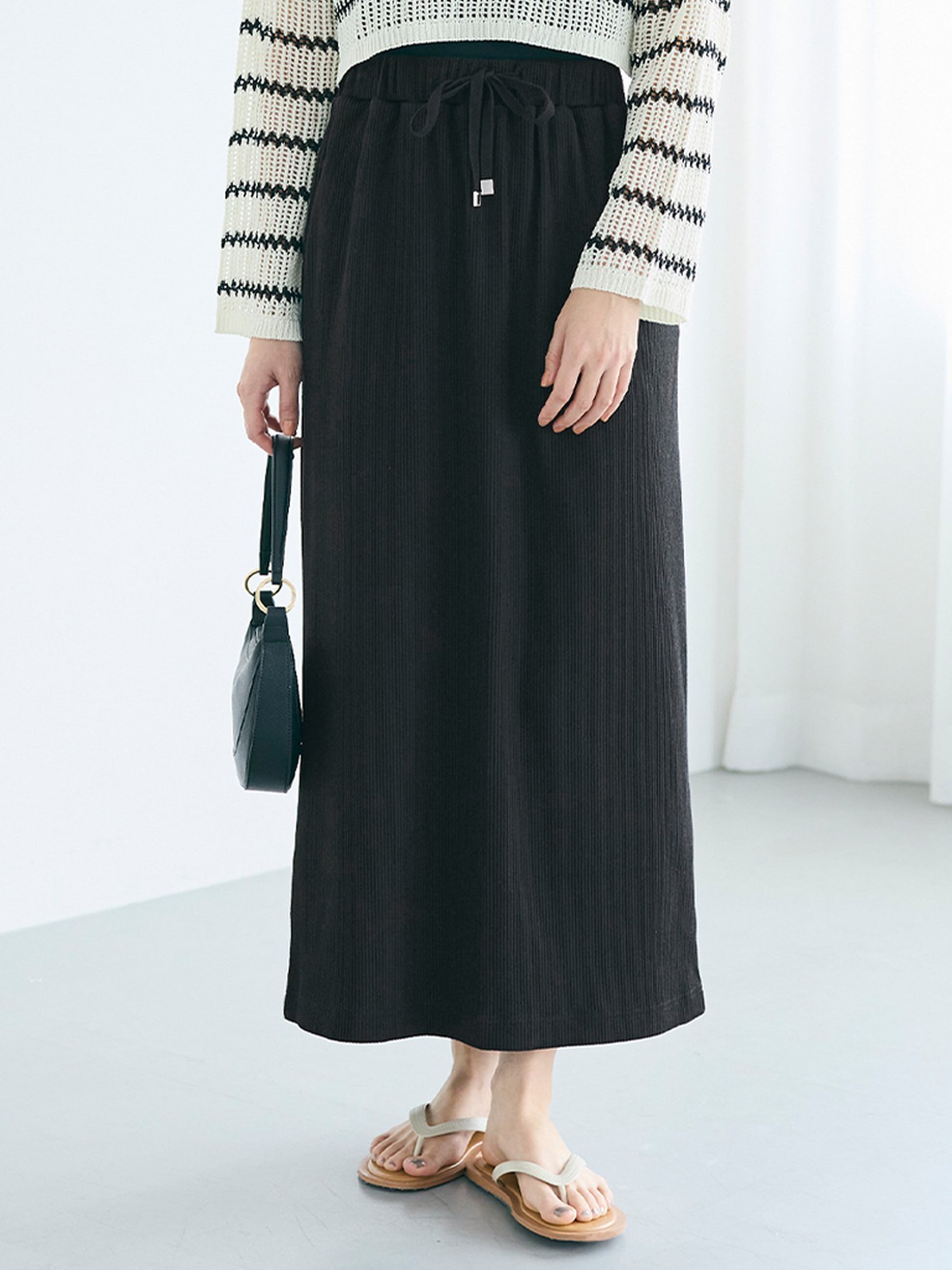 【コカ/COCA】のカットリブIラインスカート インテリア・キッズ・メンズ・レディースファッション・服の通販 founy(ファウニー) 　ファッション　Fashion　レディースファッション　Fashion for Women　スカート　Skirts　春　Spring　カットソー　Cut and Sewn Top　サンダル　Sandals, Summer Shoes　シンプル　Simple, Minimal　ストレッチ　Stretch, Stretchy Fabric　スニーカー　Sneakers, Trainers　スリット　Slit, Slit Detail　ポケット　Pocket, Pocket Detail　マキシ　Maxi, Full Length　無地　Plain, Solid Color　ロング　Long, Long-Length　夏　Summer　2026年　2026　2026春夏・S/S　Spring/Summer 2026 SS26　Black|ID: prp329100004981735 ipo3291000000037323911